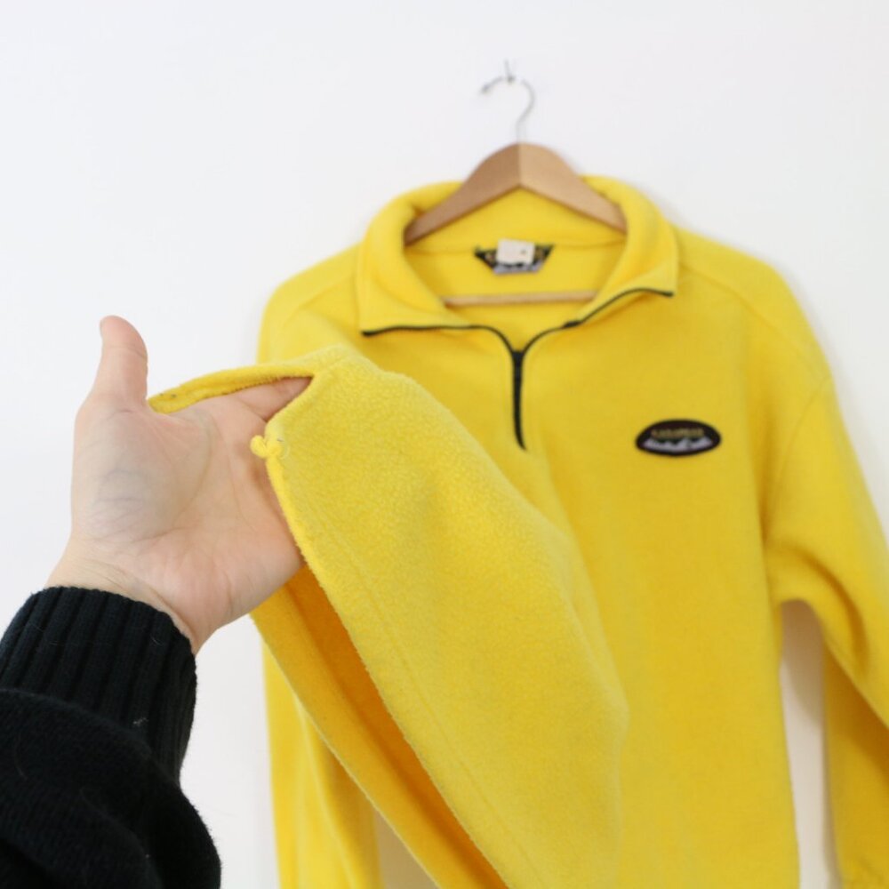 *Vintage 90's Canadian Fleecewear Yellow 3/4 Zip Sweater - Picture 8 of 9